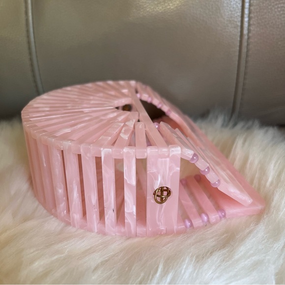 Cult Gaia Acrylic Ark Clutch Mini Top Handle Bag Pink Cocktail Party Wedding